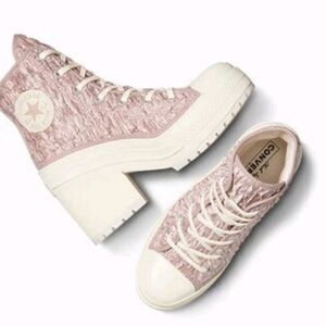 Converse De Luxe 70 Women's High-Top Platform Sneakers Heels Pink And Cream 9.5